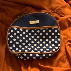 Elegant Navy Polka Dot Jessica Simpson  Cosmetic Bag